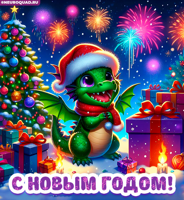 Красивые открытки Любимому с Новым годом 2024, гифки с поздравлениями 10