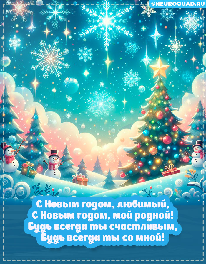 Красивые открытки Любимому с Новым годом 2024, гифки с поздравлениями 15