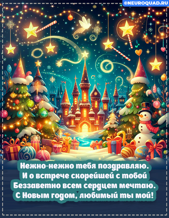 Красивые открытки Любимому с Новым годом 2024, гифки с поздравлениями 10