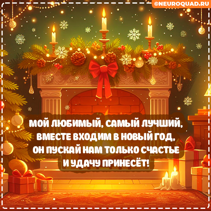Красивые открытки Любимому с Новым годом 2024, гифки с поздравлениями 3