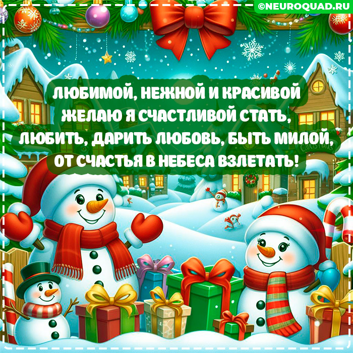 Красивые открытки Любимой с Новым годом 2024, гифки с поздравлениями 4