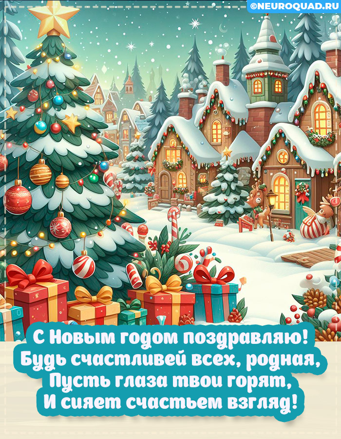 Красивые открытки Любимой с Новым годом 2024, гифки с поздравлениями 13