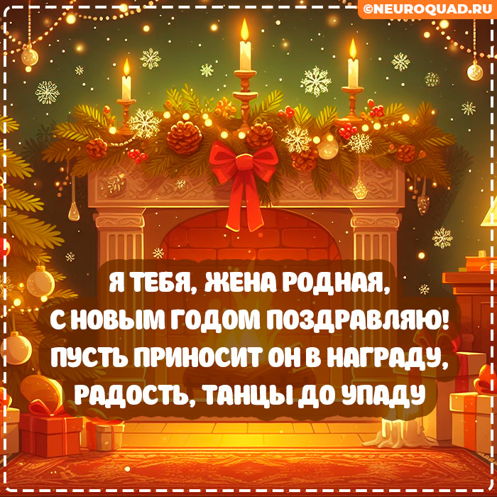 Красивые открытки Жене с Новым годом 2024, гифки с поздравлениями 3