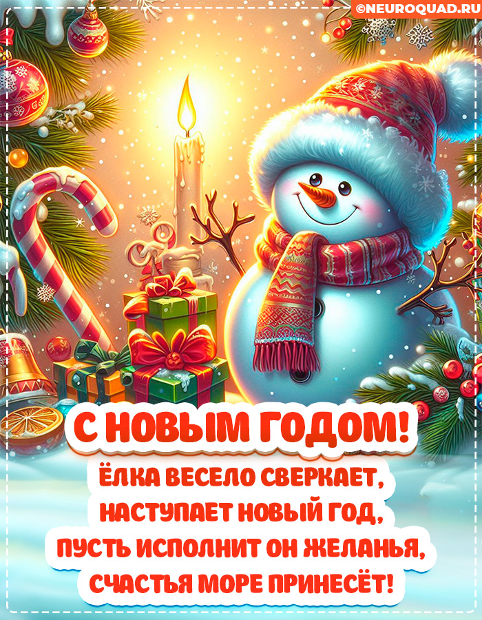 Красивые открытки Жене с Новым годом 2024, гифки с поздравлениями 14