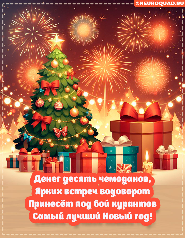 Красивые открытки Женщине с Новым годом 2024, гифки с поздравлениями 5