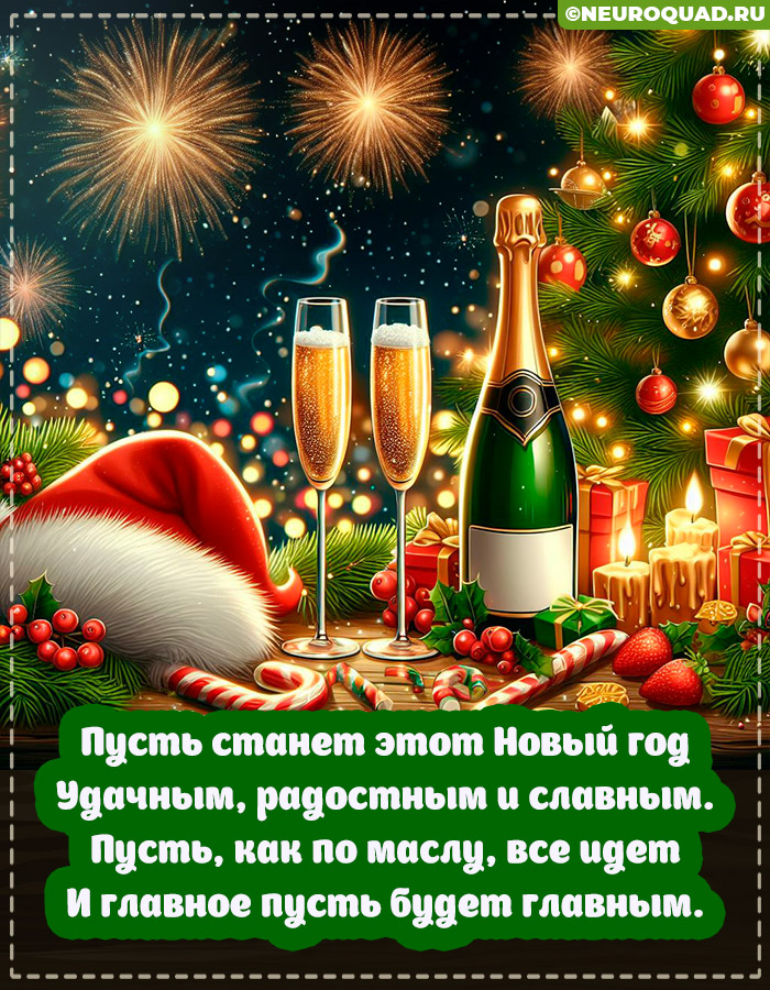 Красивые открытки Женщине с Новым годом 2024, гифки с поздравлениями 7