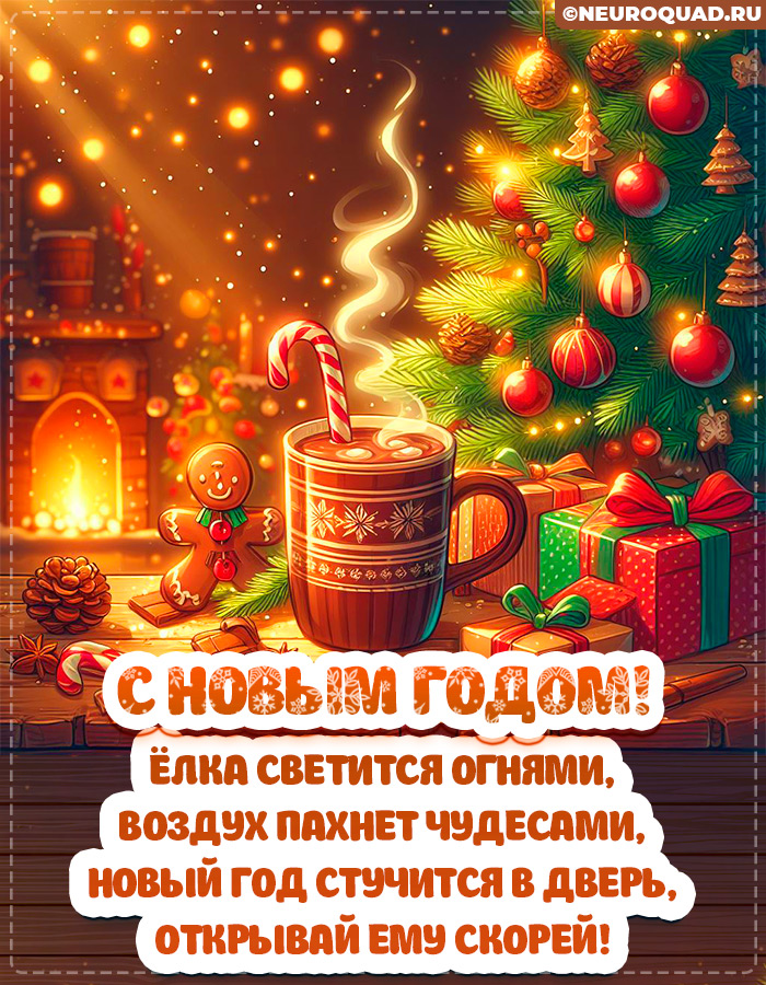 Красивые открытки Женщине с Новым годом 2024, гифки с поздравлениями 2